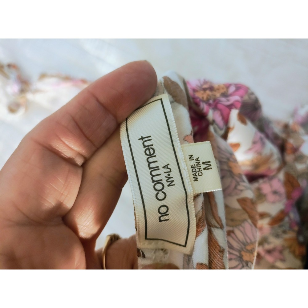 No Comment NY-LA M Floral Smocked Halter Maxi Dress Y2K Boho Rayon - Picture 3 of 8